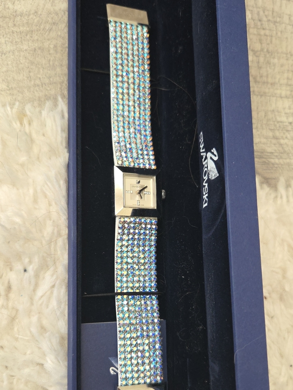 RARE Swarovski Iridescent Crystal And Leather Strap Watch - Limited EDITION